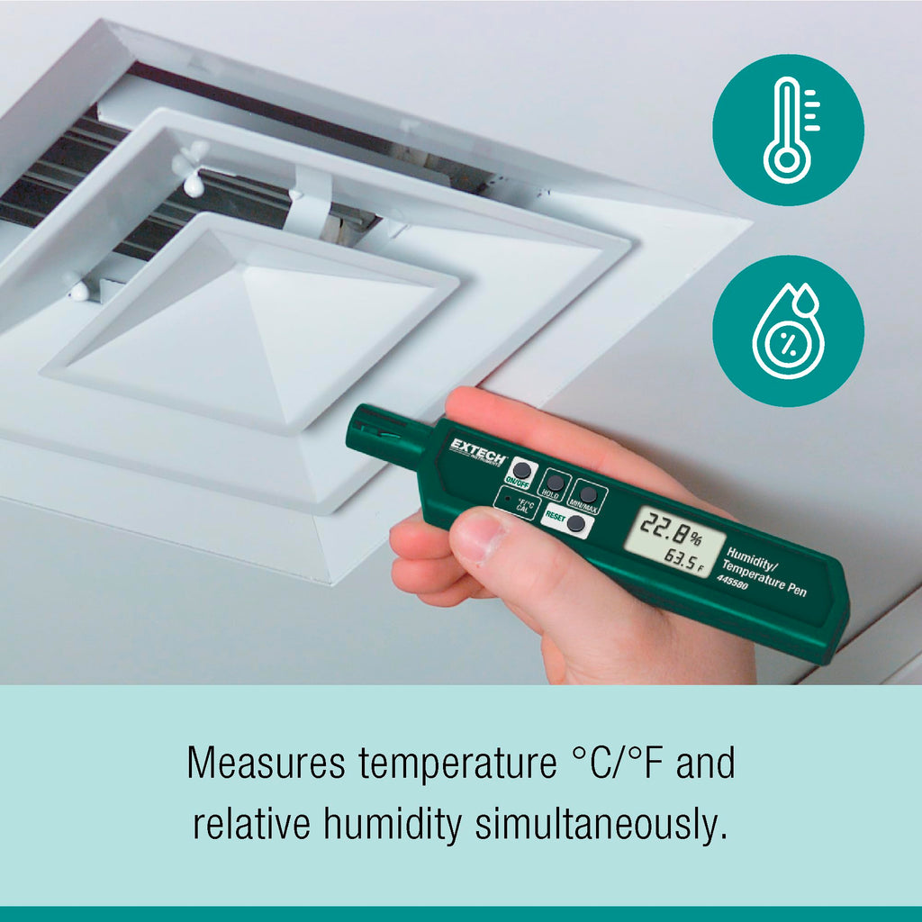 445580 Humidity and Temperature Pen, Fast Sensor, Dual LCD