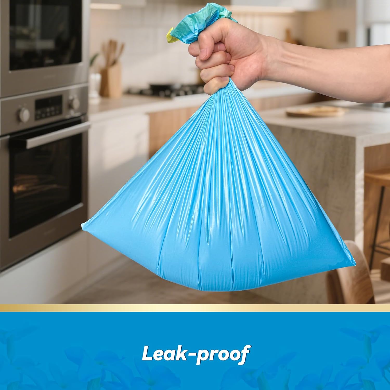 300 Count 15 Micron Extra Thick 4 Gallon Drawstring Small Trash Bags, Sturdy & Tear-Resistant Small Garbage Bags for