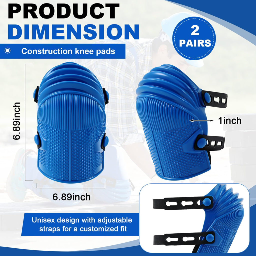 2 Pairs Heavy Duty Construction Knee Pads for Work, Blue