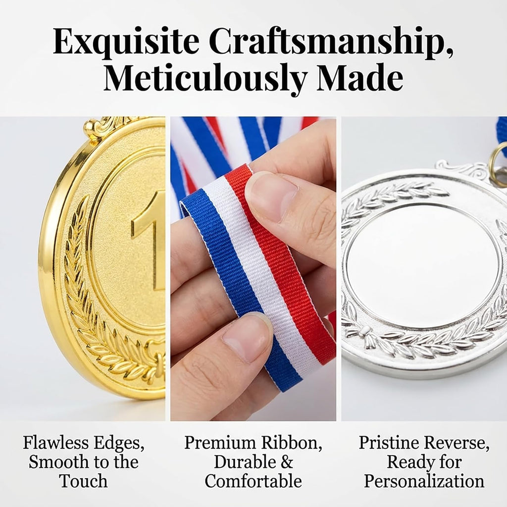 9 Pcs Gold Silver Bronze Award Medals - 1st 2nd 3rd Place Metal | Olympic Style for Sports, Competitions, Talent