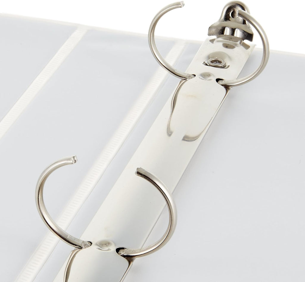 3-Ring Binder with Round Rings and Interior Pockets, 1-Inch, White, 4-Pack