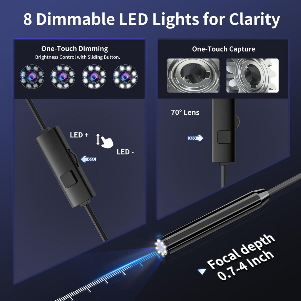CTEOUNPT Endoscope Camera with Light, 1920P HD Borescope Inspection Camera