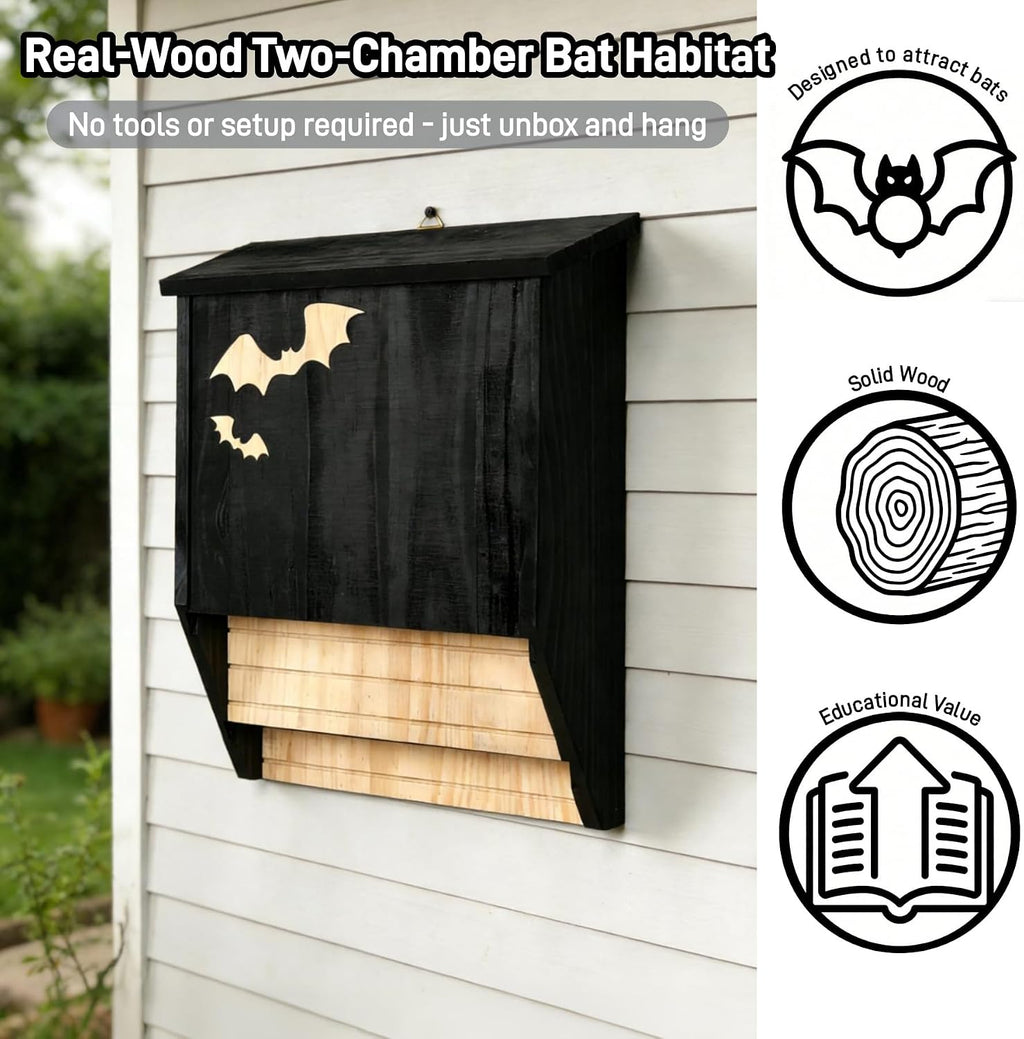 Bat House, Large 2-Chamber Bat Houses for Outdoors for Tree Bat Box Kit