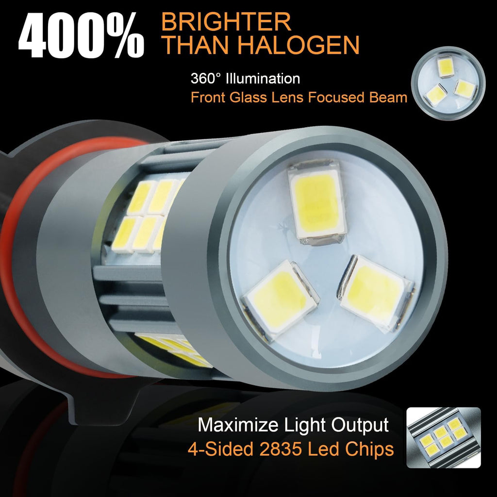 9006 HB4 LED Fog Light Bulbs, Super Bright 6500K Cool White, Plug and Play, Replacement Fog Lights for Car Truck SUV