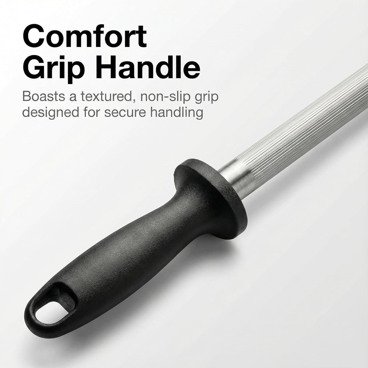Knife Sharpener Rod, 13 Inch Carbon Steel Honing Steel for Kitchen Knives, Professional Magnetized Sharpening Stick