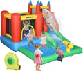 6-in-1 Kids Bounce House Inflatable Water Slide with Pool, Water Cannon, Climbing Wall, Inflator Included, Jumping