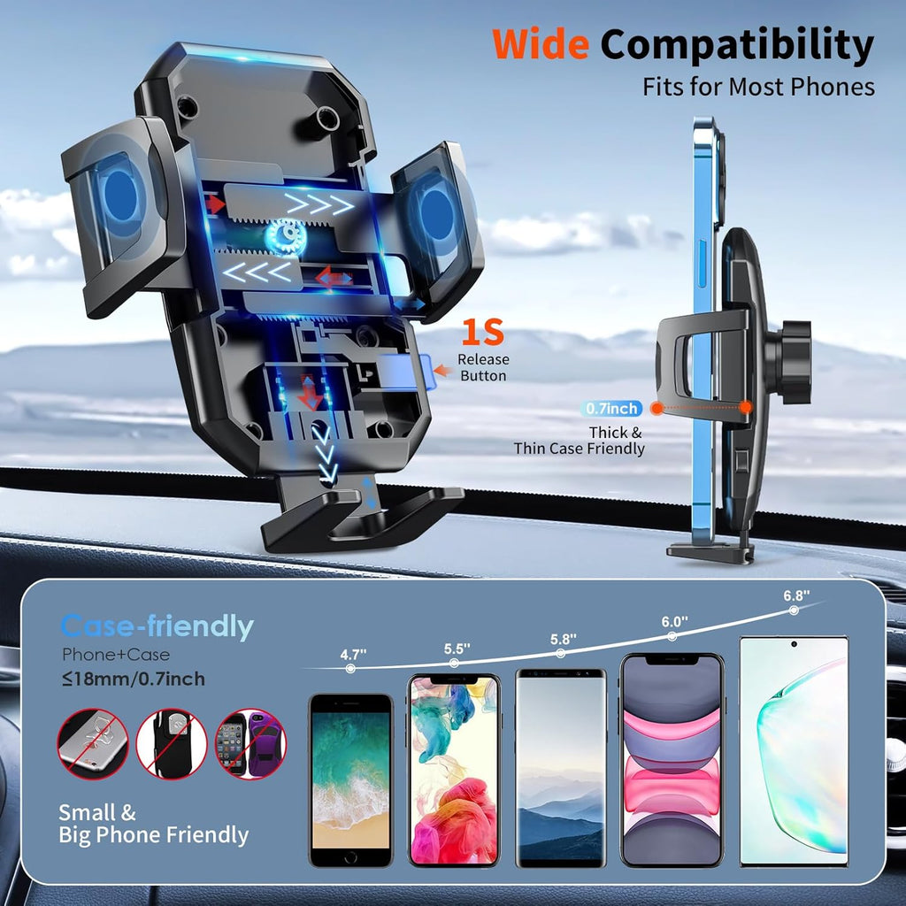 Upgraded 3-in-1 Car Phone Holder Mount [Powerful Suction] Phone Mount for Car Dashboard Air Vent Windshield,for All