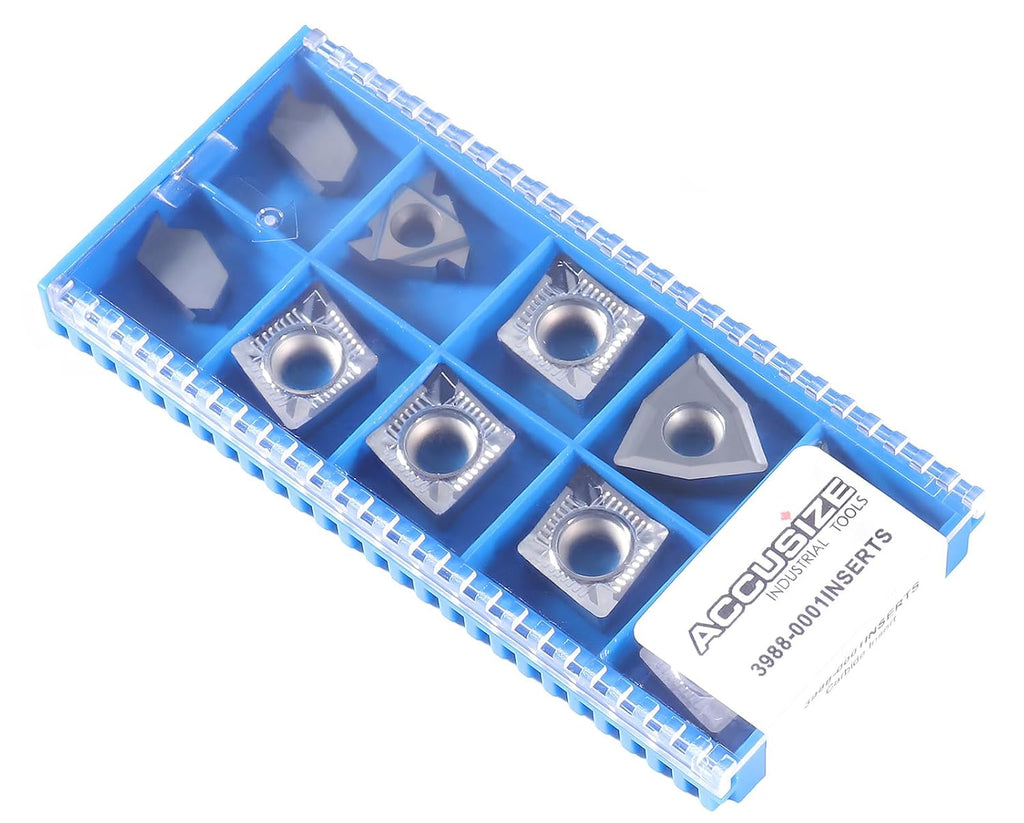 Accusize Carbide Insert Set for 1 in Turning Tool, 10 Pc, for Aluminum