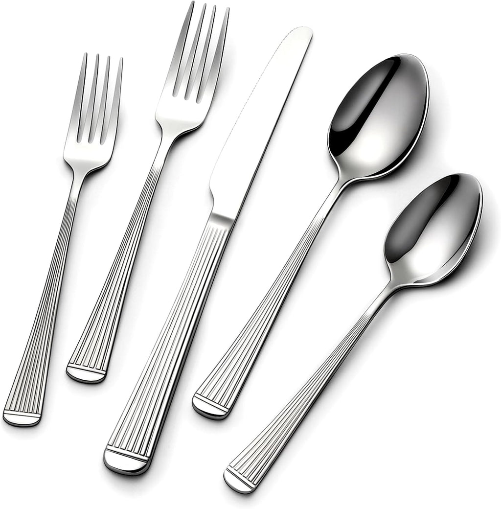60Piece Hammered Silverware Set,Stainless Steel Flatware Set for 12