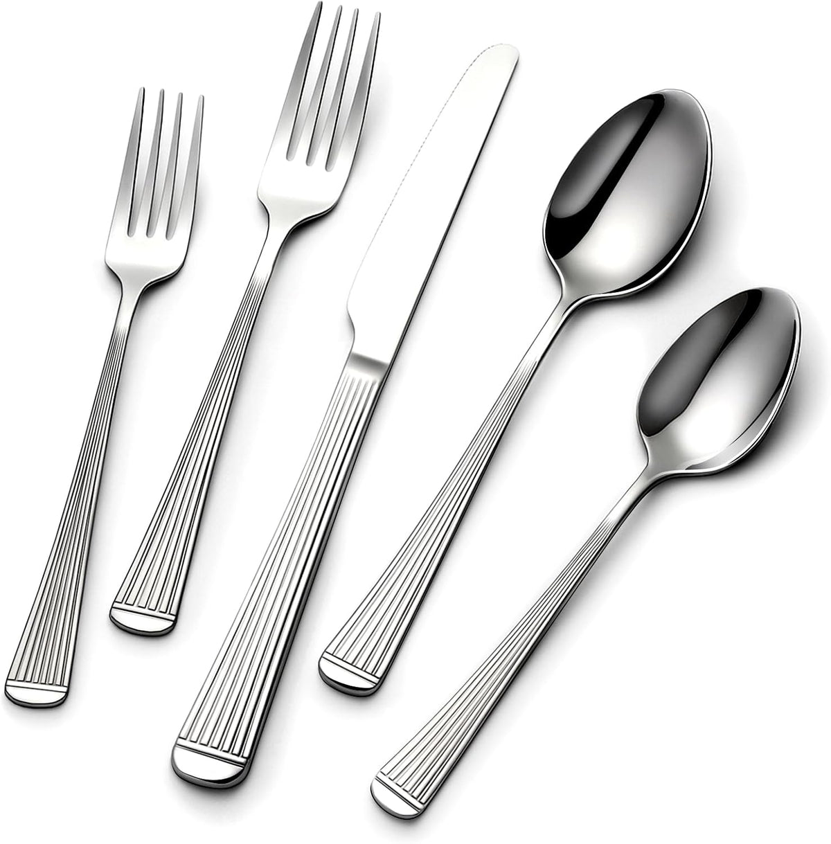 60Piece Hammered Silverware Set,Stainless Steel Flatware Set for 12
