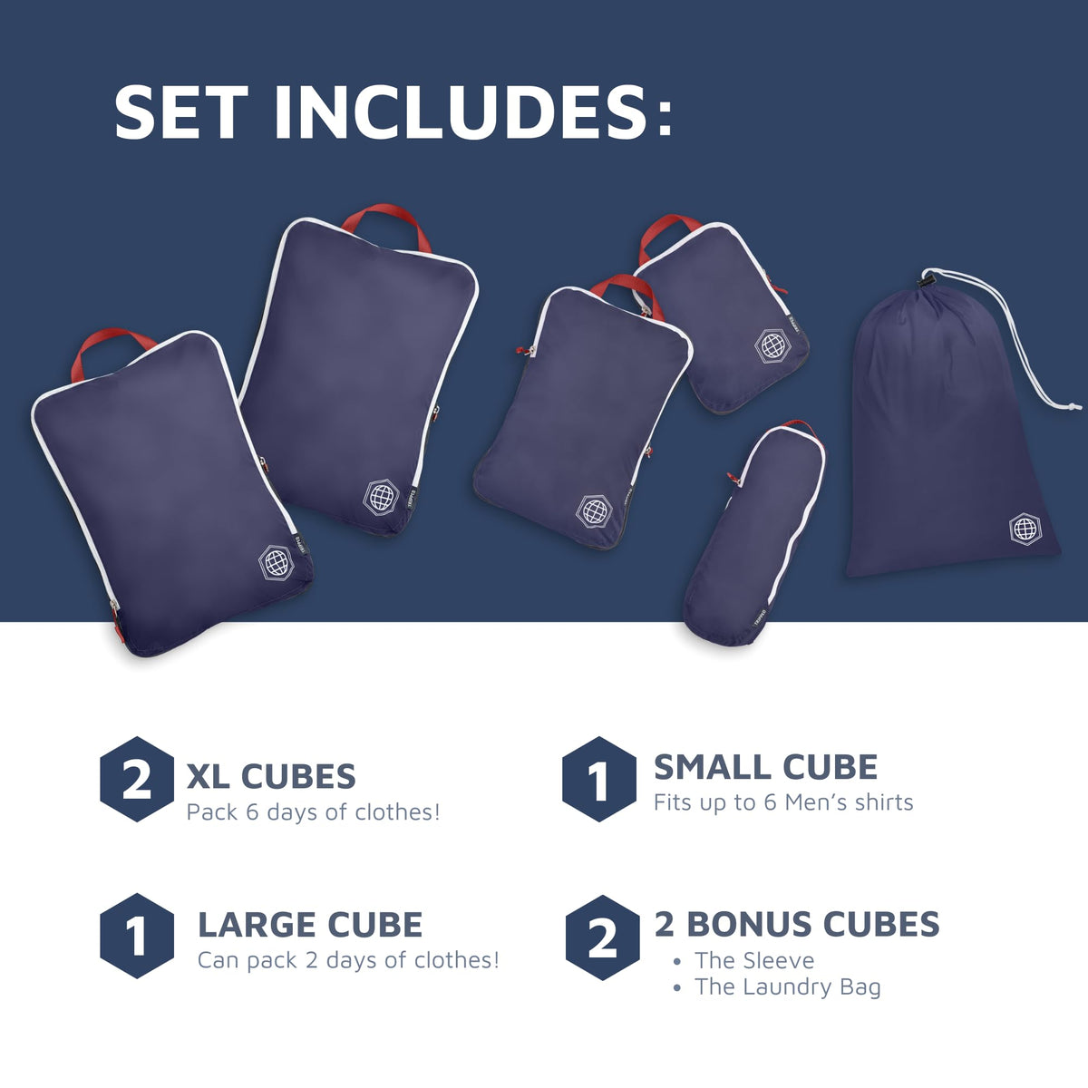 Extra Large Compression Packing Cubes 6-Piece Set