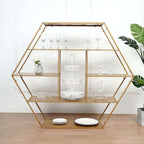 4ft Large Gold Metal Hexagonal Cake Dessert Display Stand, Wedding Arch Backdrop, Balloons Rack, Modern Bookcase