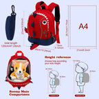 Red Dinosaur Toddler Backpack with Safety Leash for 3-6 Years