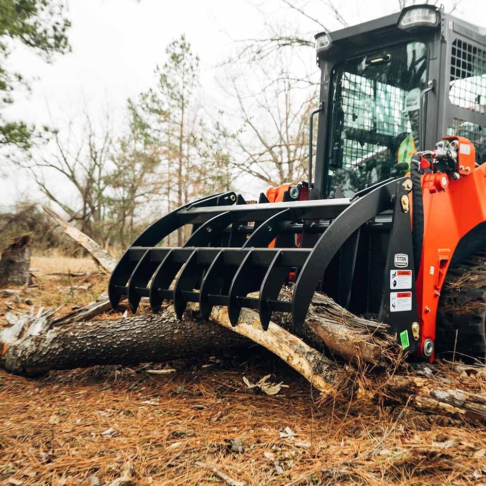 72" Root Grapple Rake Attachment Fits John Deere Loaders, Hook and Pin Connection