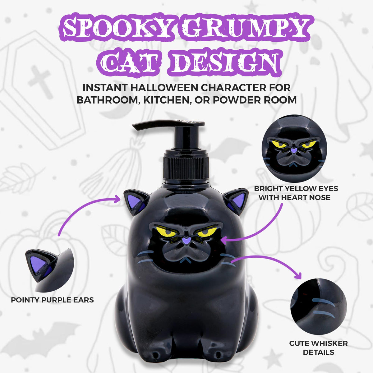 Halloween Grumpy Cat Soap Dispenser, Green Apple Scent