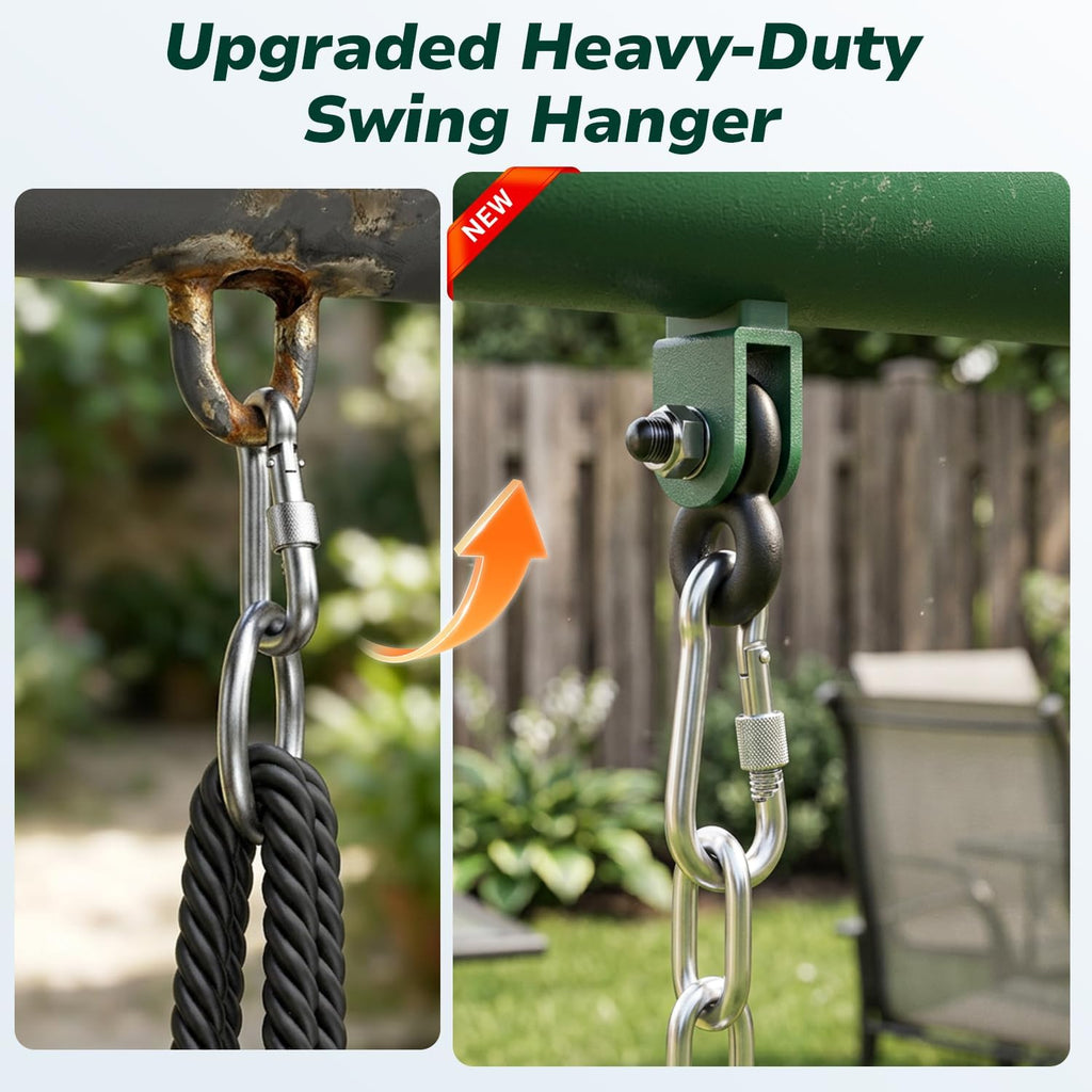 7.5ft Tall Swing Sets for Backyard, 500lbs Heavy Duty Metal Swing Set for Kids and Adults with Spider Swing and Belt