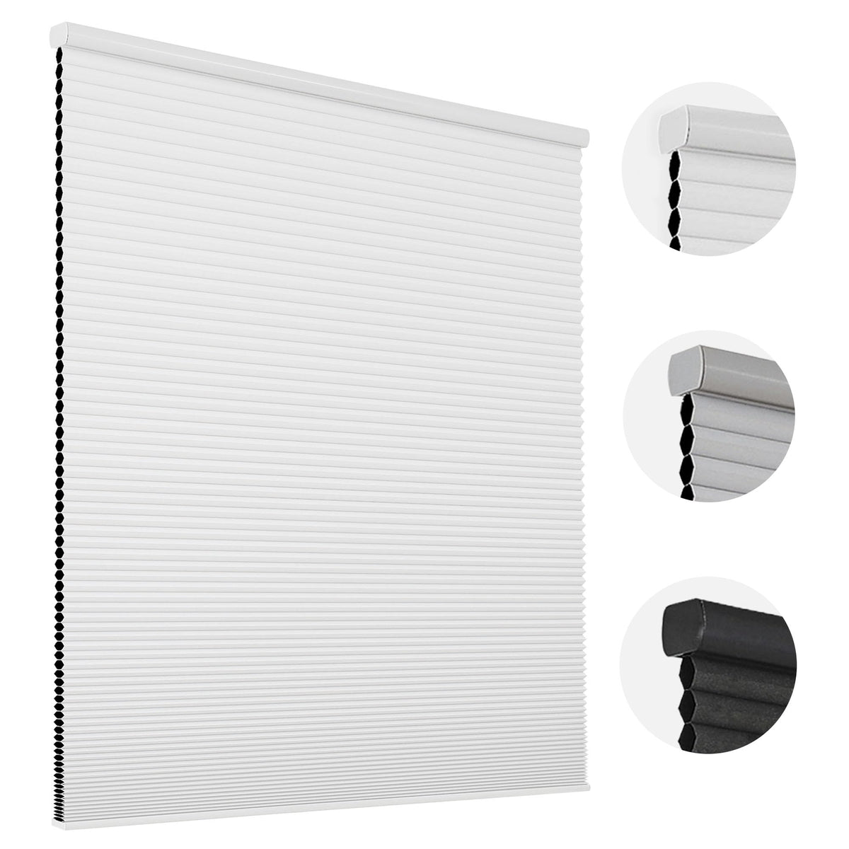 Cordless Blackout Cellular Shades, 35" W x 64" H, White