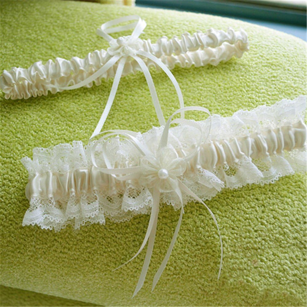 Lace Wedding Garters for Bride Pearl Stretch Prom Garter, Women Wedding Bridal Legs Garter Set