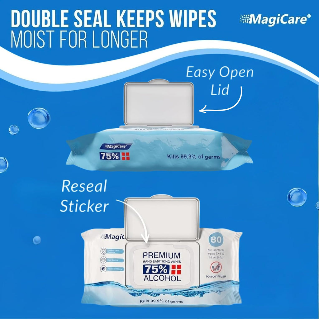 75% Large Alcohol Wipes (4-80ct pks, 320ct), Hand Sanitizer Wipes