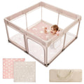 Baby Playpen with Mat, 50x50 in Small Play Pen for Babies, Toddler Playpen for Apartment, Indoors Play Yard with Soft