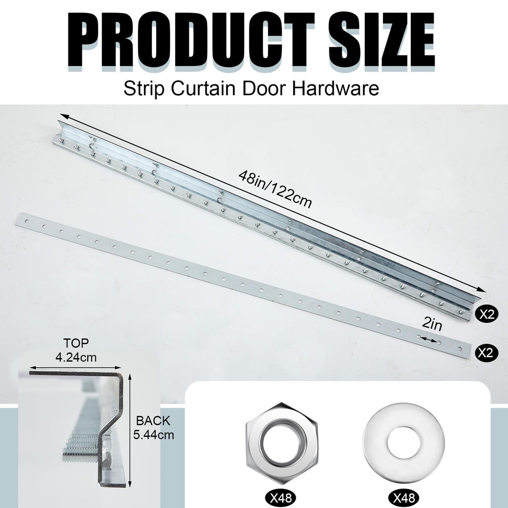 2 Pcs 4 ft Sections Galvanized Steel Strip Curtain Door Hardware