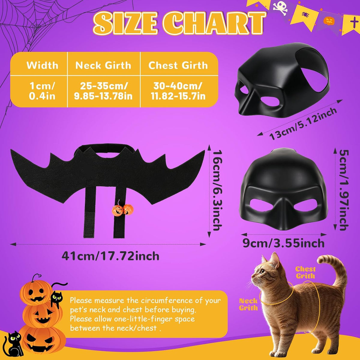 Halloween Cat Costume Cute Bat Wings Mask Cats Spider Costume