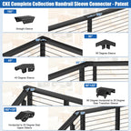 Flat Handrail Accessories, Aluminum Black Corner Connector for Handrail, 90 Degree Sleeve for Deck Cable Railing Post