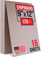 9" x 12" Kraft Pasted Chipboard Sheets, Extra-Thick 120 Pt, Bundle of 16