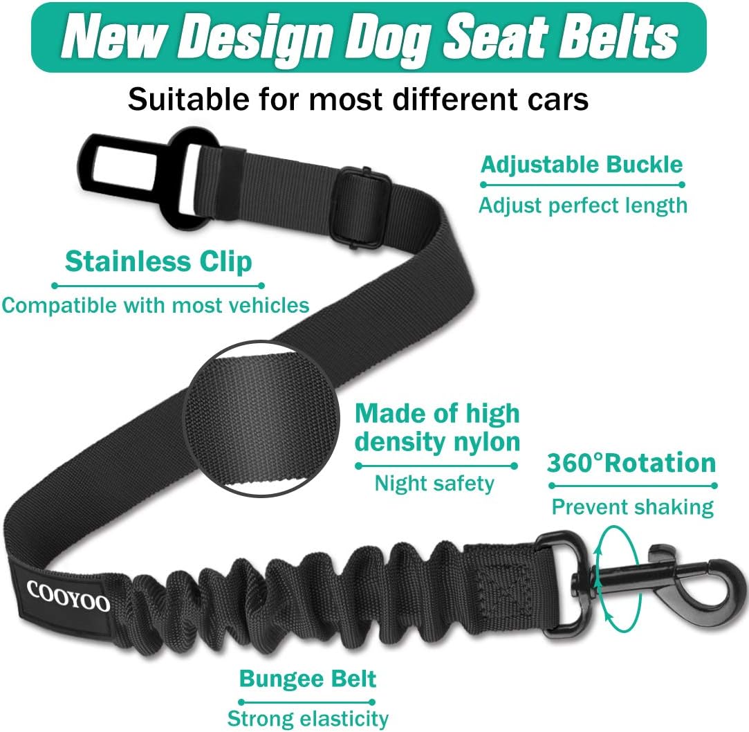 Dog Seat Belt, Durability Retractable Dog Car Harness Adjustable Dog Seat Belt for Vehicle Nylon Pet Safety Seat