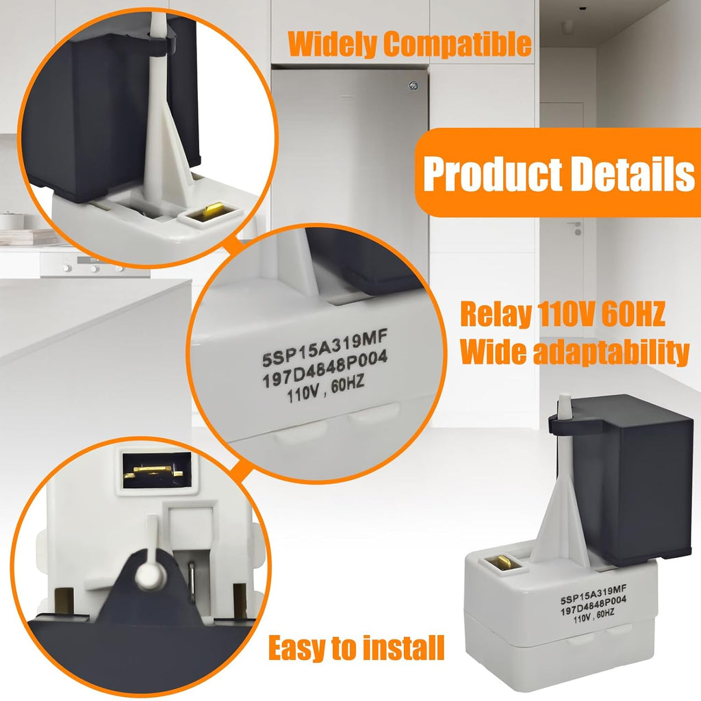 Start Relay and Overload Capacitor Kit - Replacement for WR09X10107 WR55X24064 CKDX24064X - Compatible with