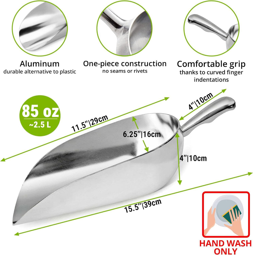 85 oz Aluminum Ice Scoop with Holder