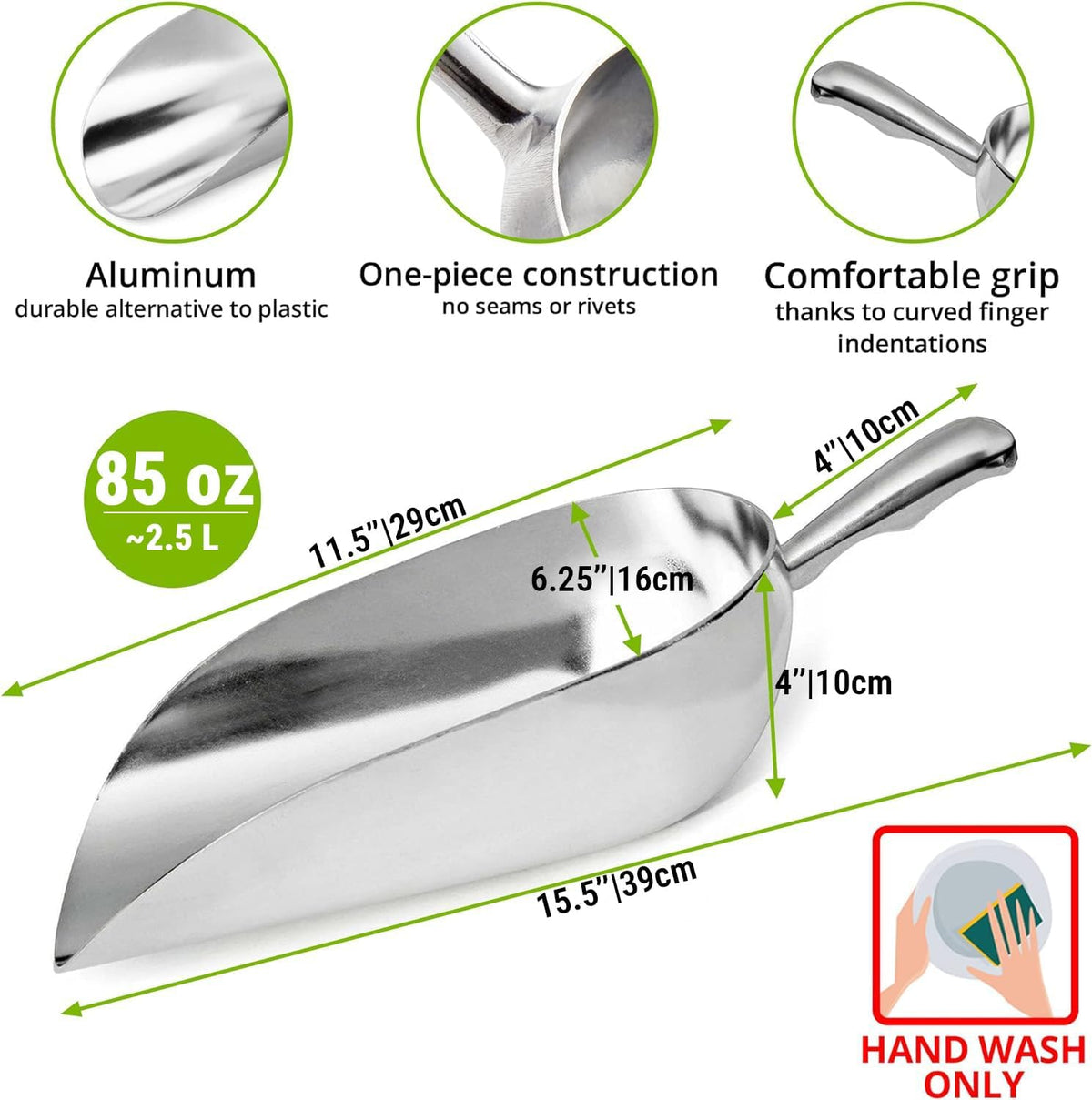 85 oz Aluminum Ice Scoop with Holder