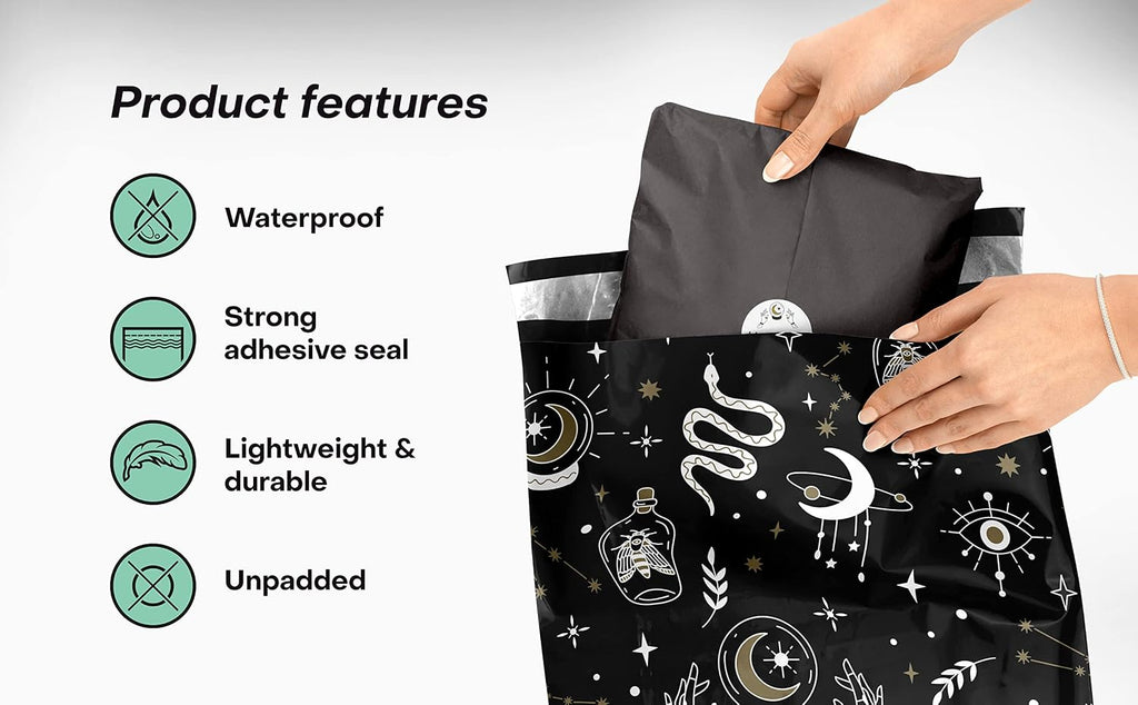 10x13 Poly Mailers, Celestial Magic Shipping Bags, 100 Pack