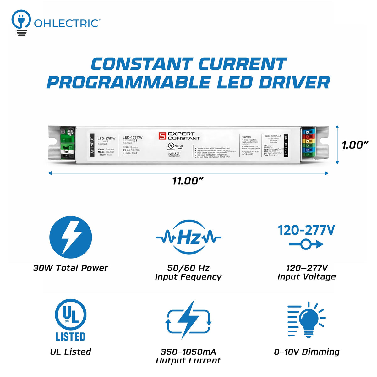 2 Pack - 30 Watt Replacement for OTi30/120-277/1A0 DIM-1 L- Dimmable Constant Current Programmable Linear LED Driver