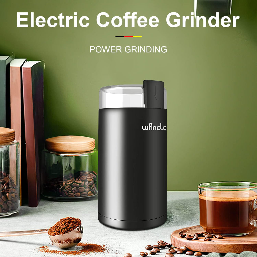 Electric Coffee Grinder, Spice Grinder, One Touch Coffee Mill for Beans, Spices and More, with Clean Brush Black