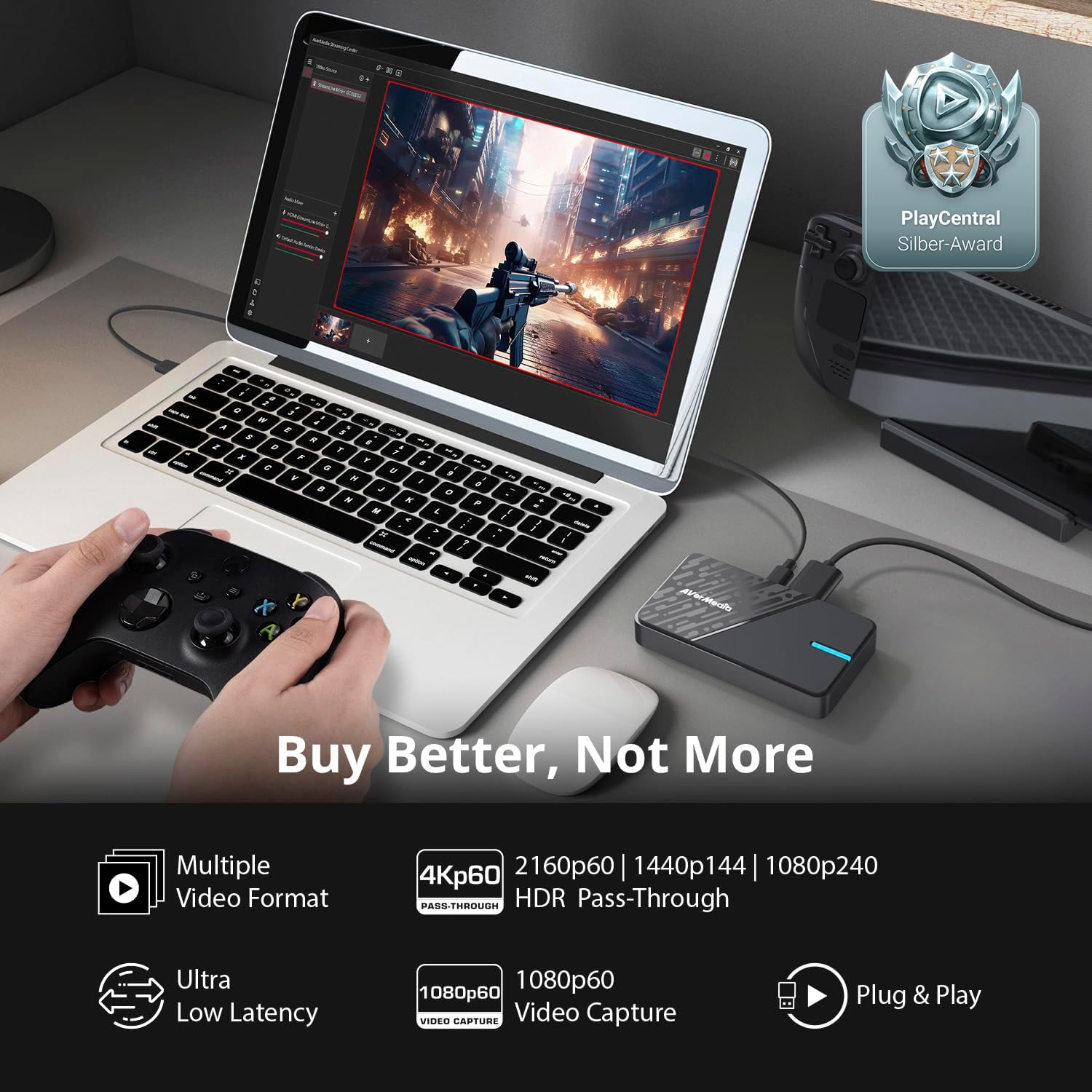 Capture Card for Streaming, 4K60 HDR Passthrough, 1080p60 Video Recording, Ultra-Low Latency Game Streaming for