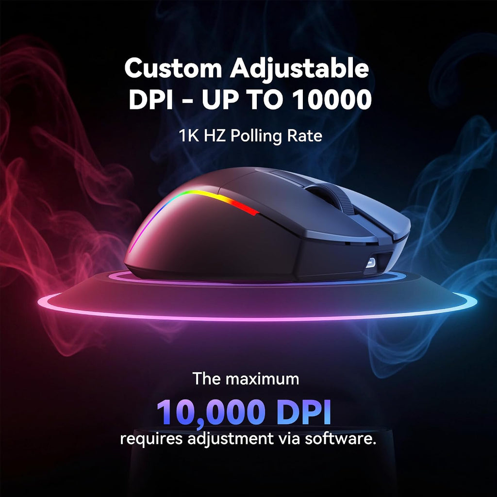 S107KS Wireless Gaming Keyboard and Mouse, RGB Backlit, 3 Mode (Wired/2.4G/BT), Up to 10,000 DPI Gaming Mouse with
