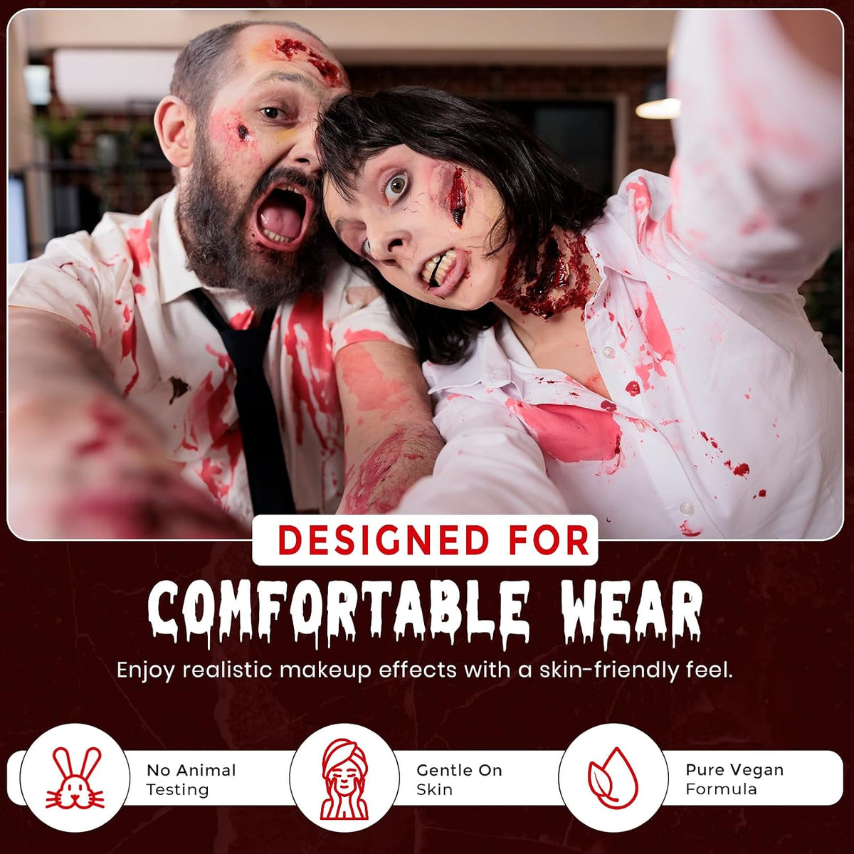 3Pcs Vampire Makeup Kit with Liquid, Paste & Spray Fake Blood