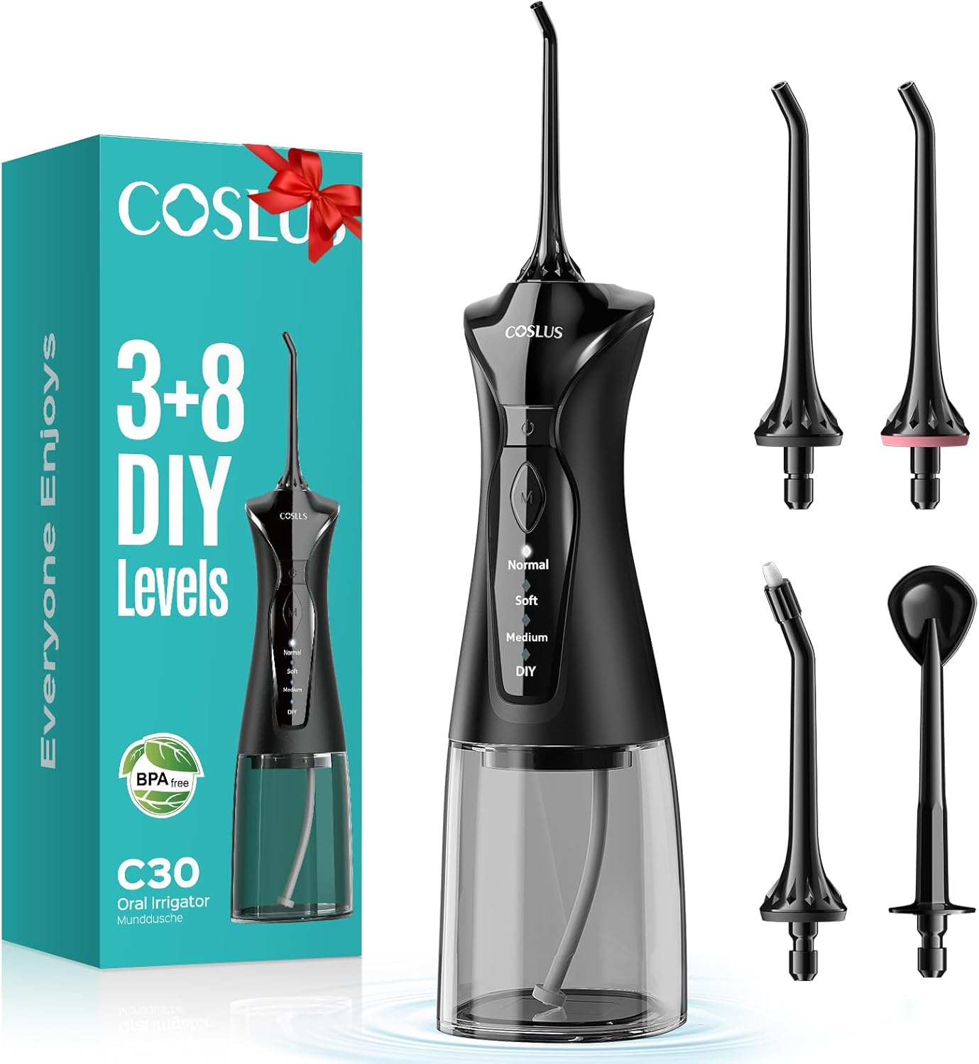 Water Dental Flosser Pick for Teeth C30(FC5360): 4 Modes Cordless Portable 300ML Larger Tank Water Teeth Cleaner IPX7