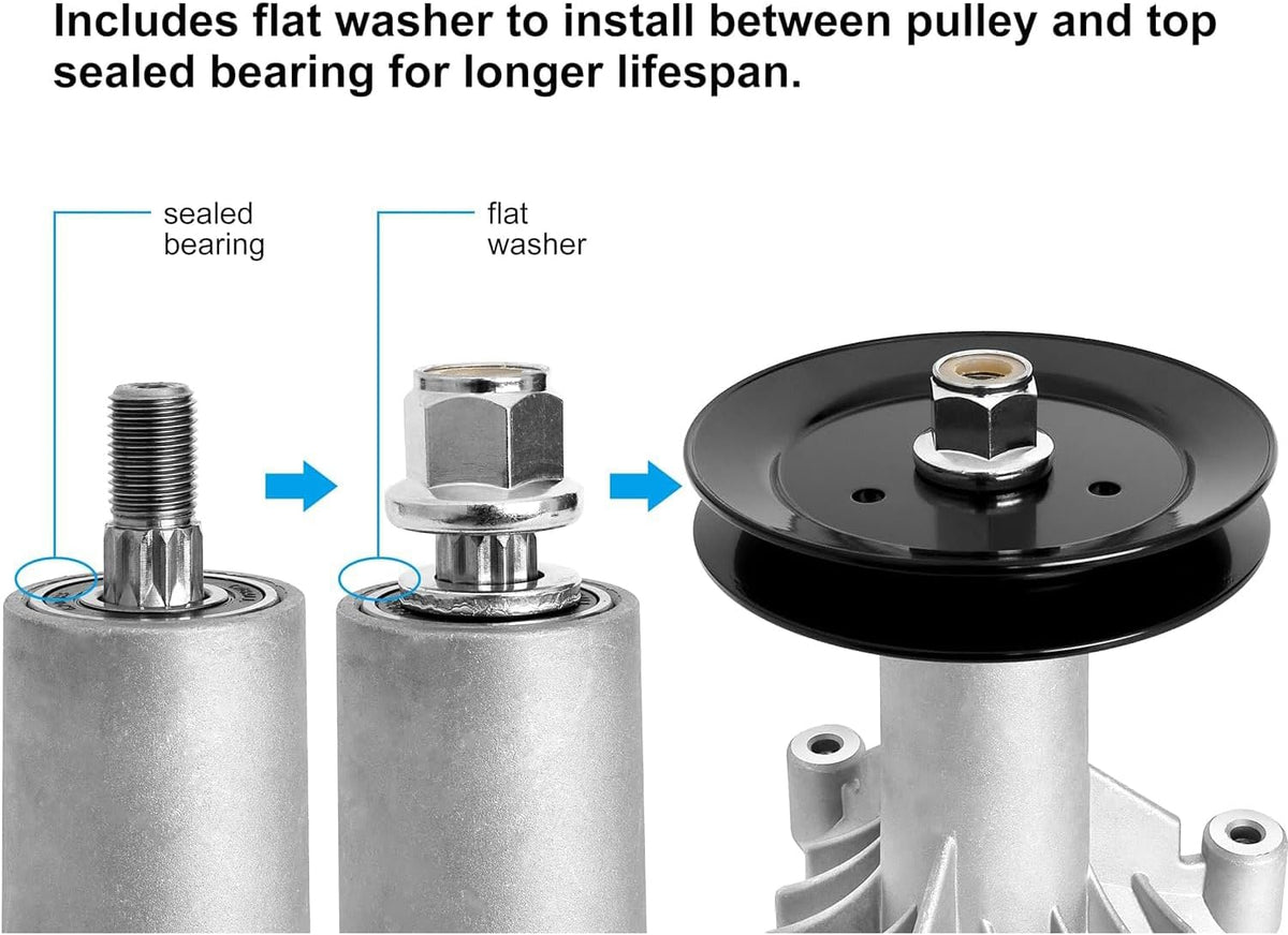 130794 Spindle 153535 Pulley Compatible with Craftsman Mower - Spindle Assembly with Pulley Compatible with Craftsman