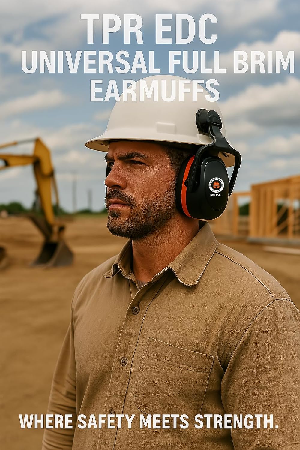 Universal Full Brim Hard Hat Ear Muffs 25dB NRR