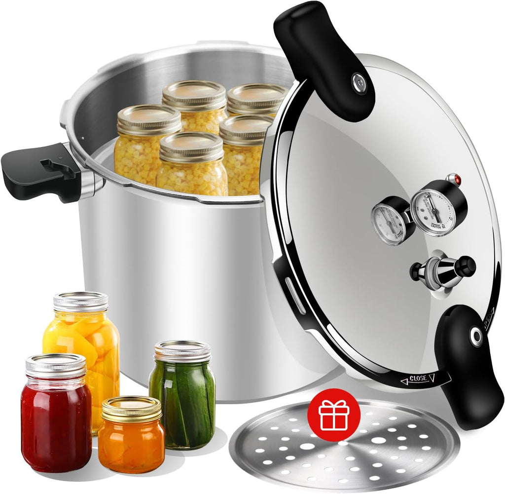 23-25qt Pressure Canner, large Pressure Cooker, 10-15PSI for Batch Canning, Compatible with All Stoves,pressure