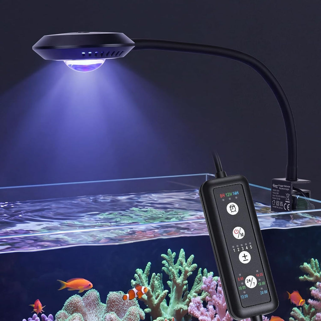 Saltwater Aquarium Light - 35W Dimmable Full Spectrum with 3 Light Modes & Timer, 24/7 Auto Cycle for Refugium, Soft