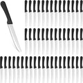 50 Pcs Steak Knives for Restaurant, 8.5 in Serrated Round Tip, Black