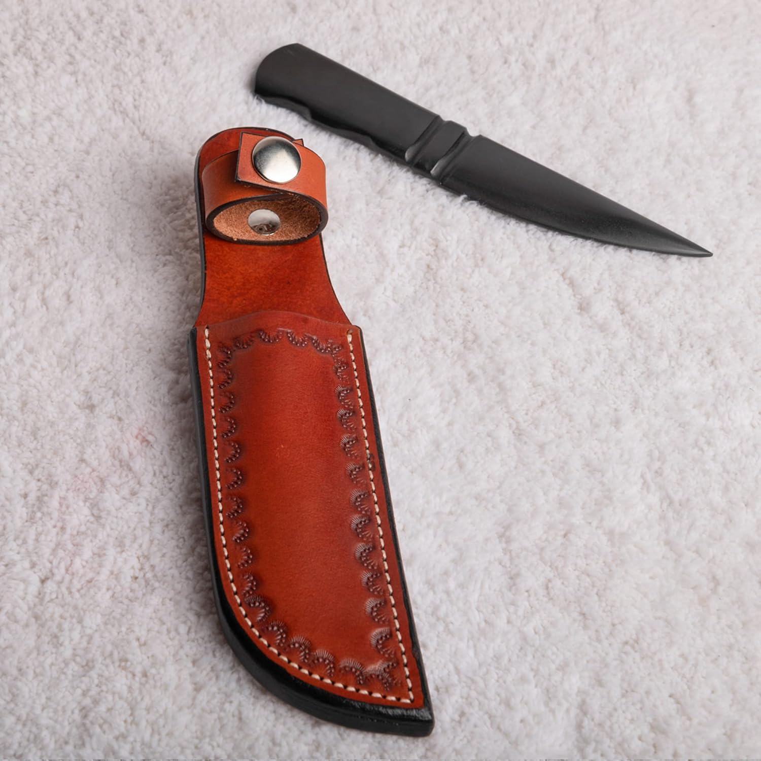 Genuine Leather Knife Sheath – Handmade Leather Knive Holder with Belt Loop, Fits 4-10" Blade – Fixed Blade Knife