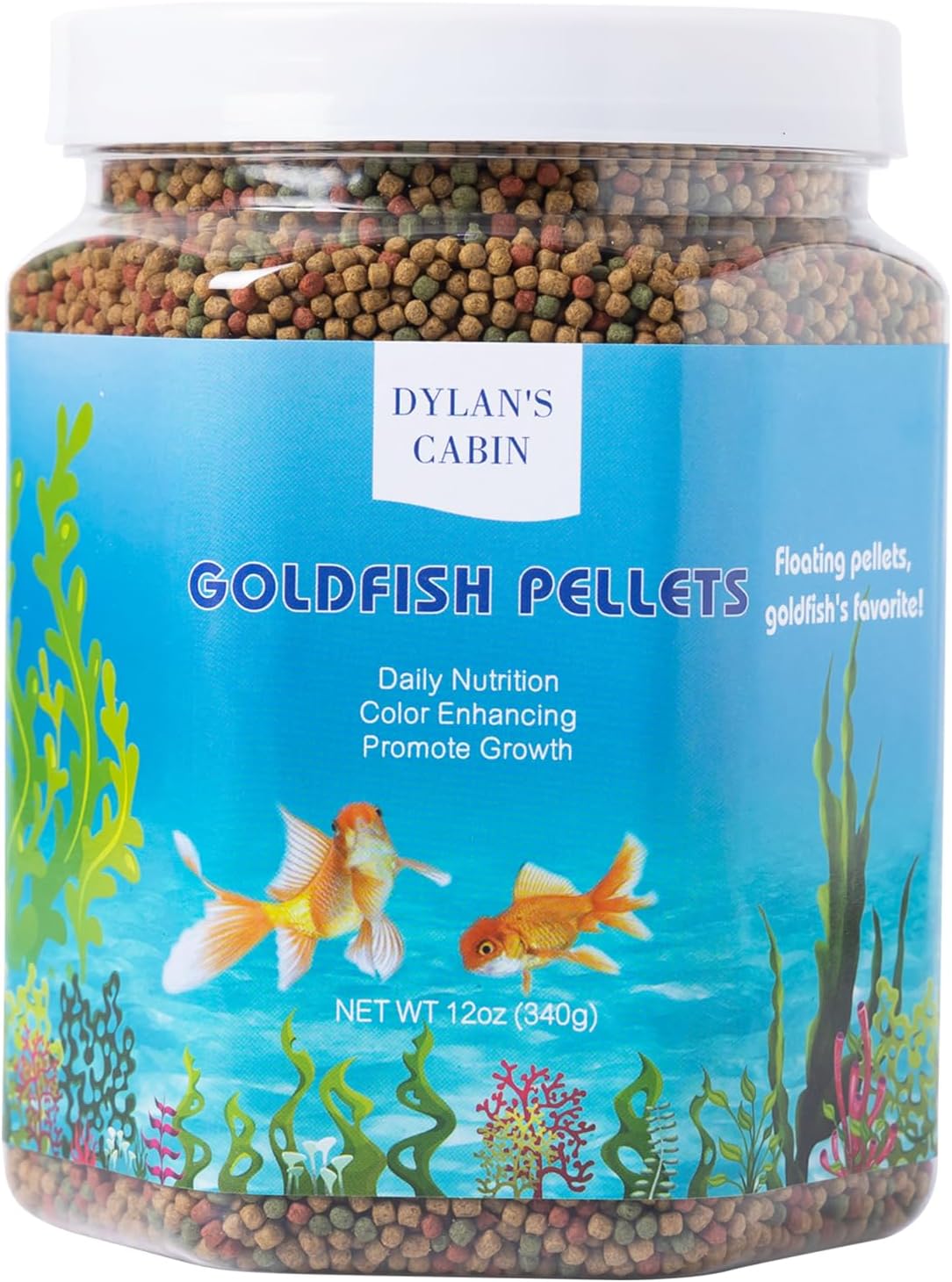 Floating Goldfish Food Pellets 12oz - Pond Fish Food Growth Formula with Krill Spirulina Color Enhancing for Goldfish