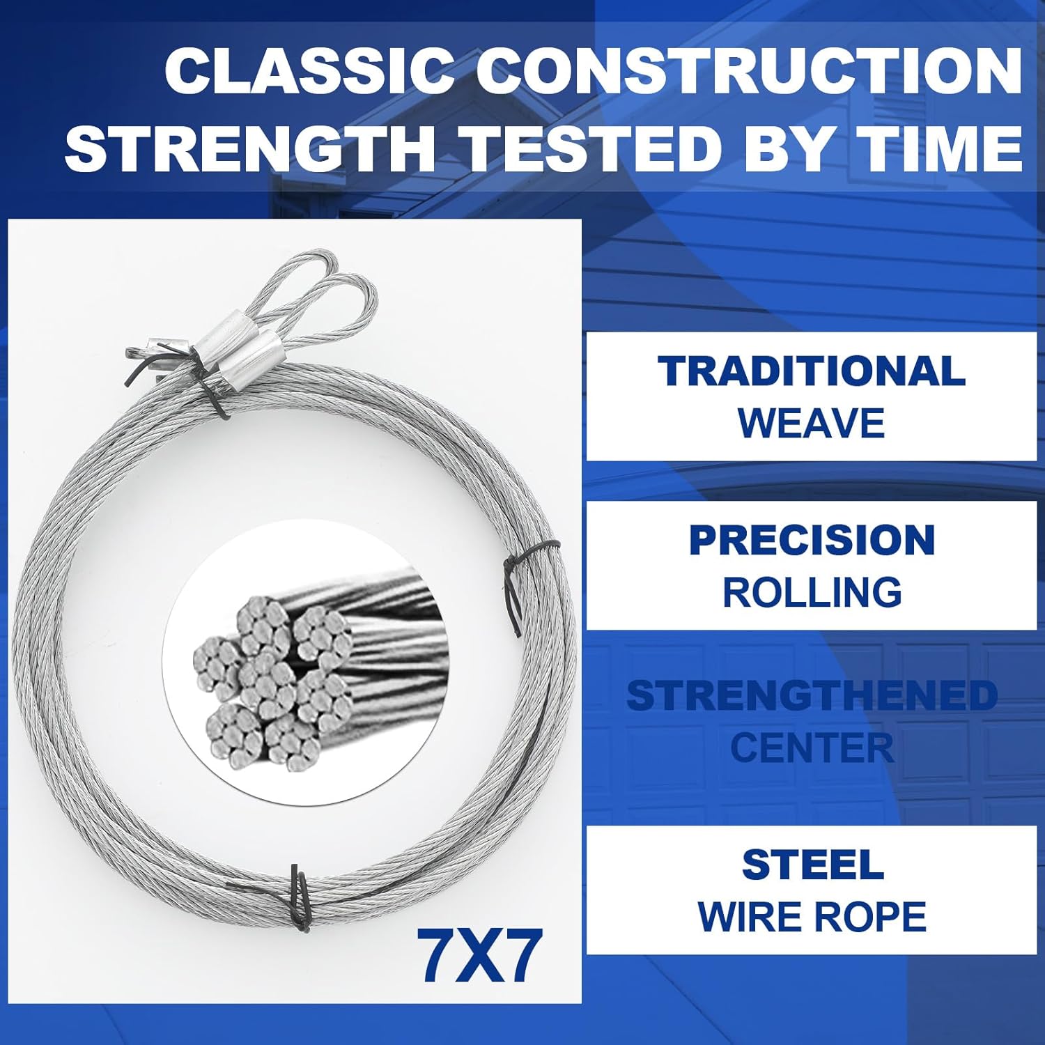 Garage Door Torsion Spring Kit for 7 Feet High Garage Doors Includes Cable Rollers, Cables, Brackets and Hardware