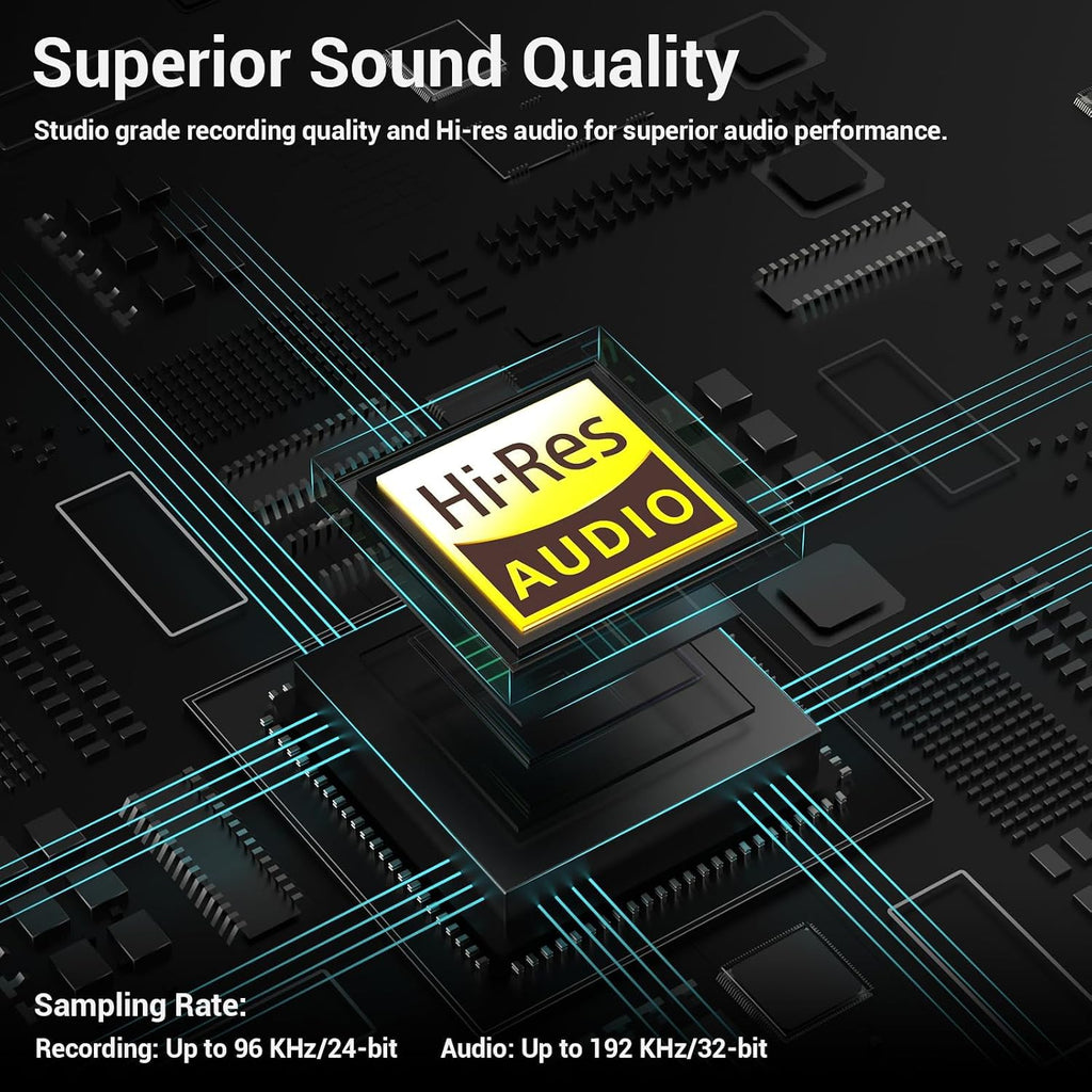 CB5 USB Audio Interface for Recording, Streaming, Podcasting, USB to 3.5mm Sound Card with Stereo Microphone Input