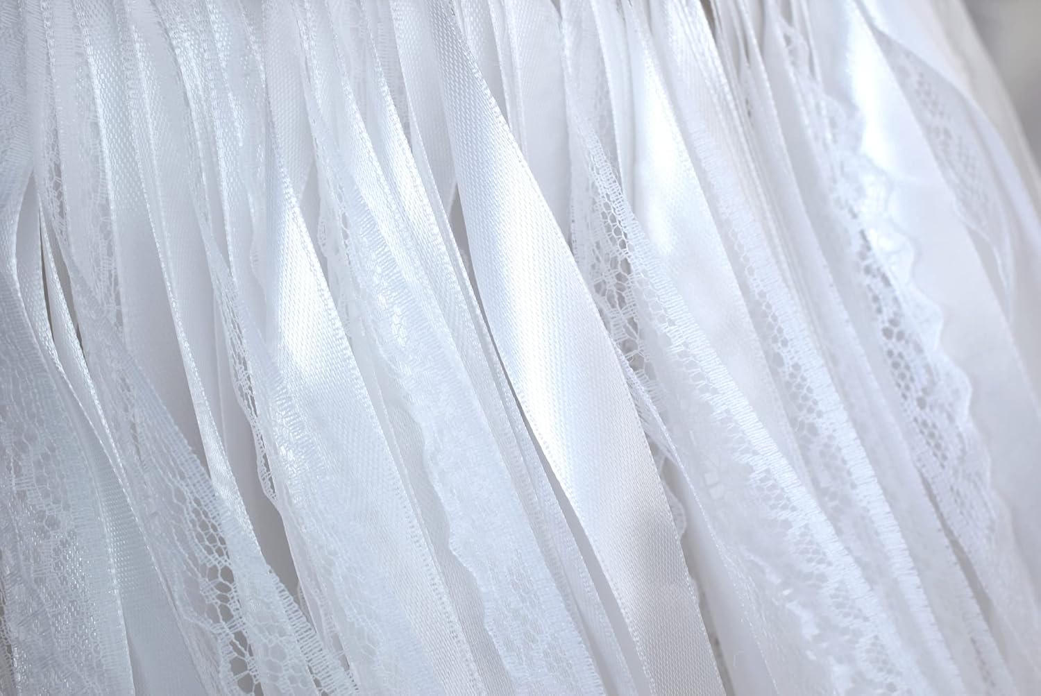100 Pieces Lace Wedding Ribbon Wands with Triple Ribbon and Silver Bell Wand Silk Fairy Stick Wand Streamers Party