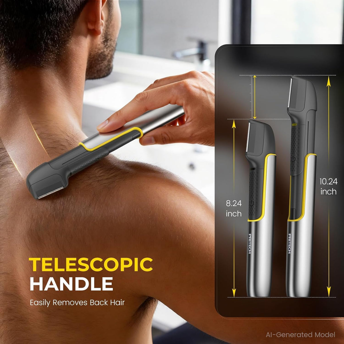 Body & Pubic Hair Trimmer for Men Electric Back Shaver for Men